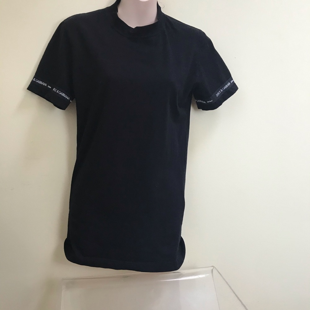 Dolce & Gabbana D&G Logo Vintage 90s L Top T Shirt Stretch Long Tunic Black Goth - Picture 2 of 16